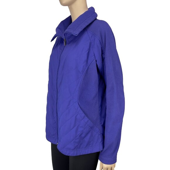 COLUMBIA VTG Spring Fleece Athletic Purple/blue Lilac Zip Up Jacket Coat Soft L - Picture 3 of 8